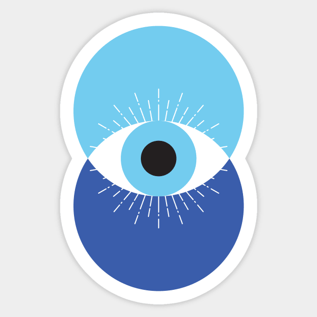 Evil Eye Mid Century Modern 70s Style Sticker by Inogitna Designs